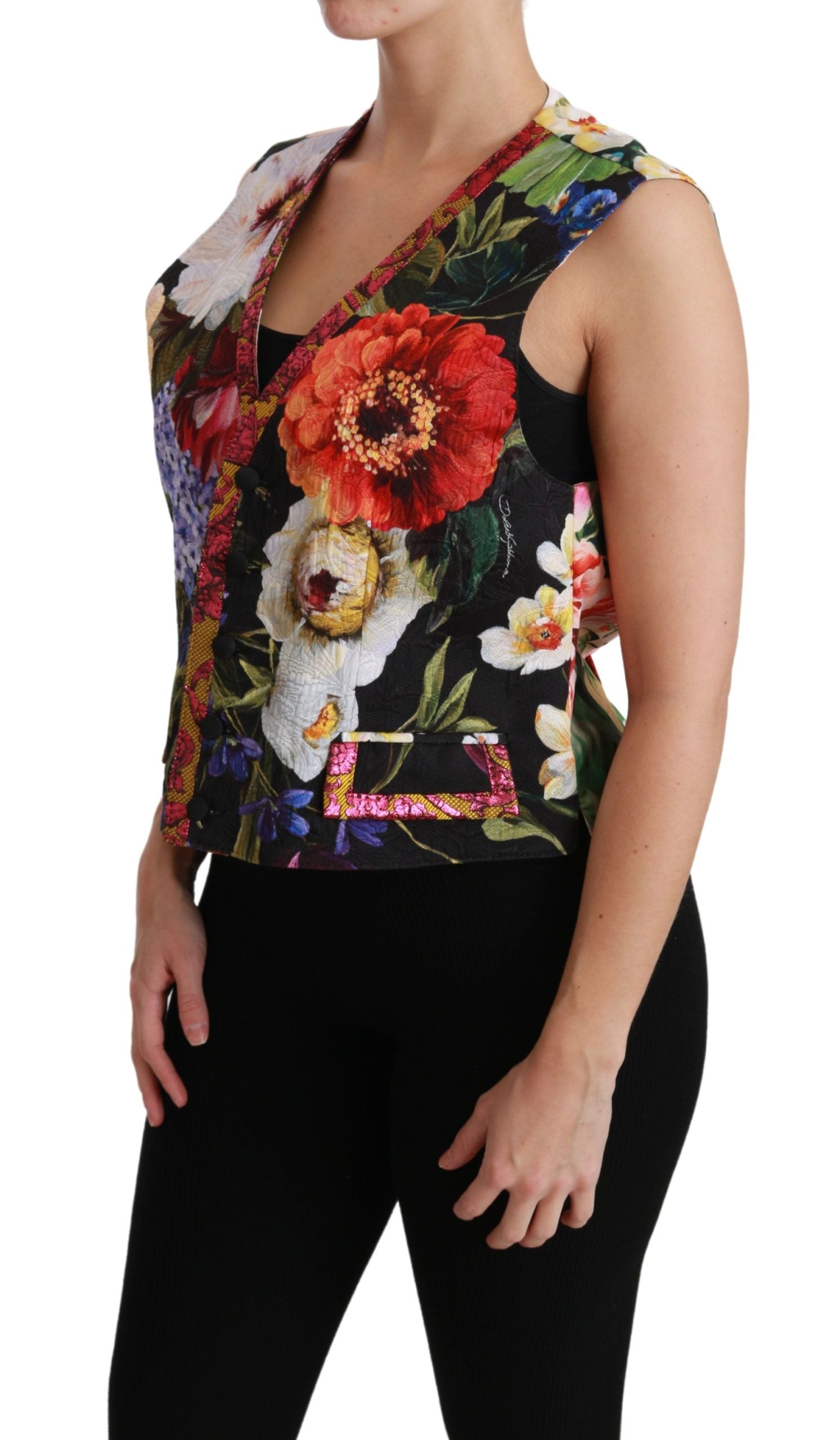 Mehrfarbige ärmellose Weste mit Blumenmuster