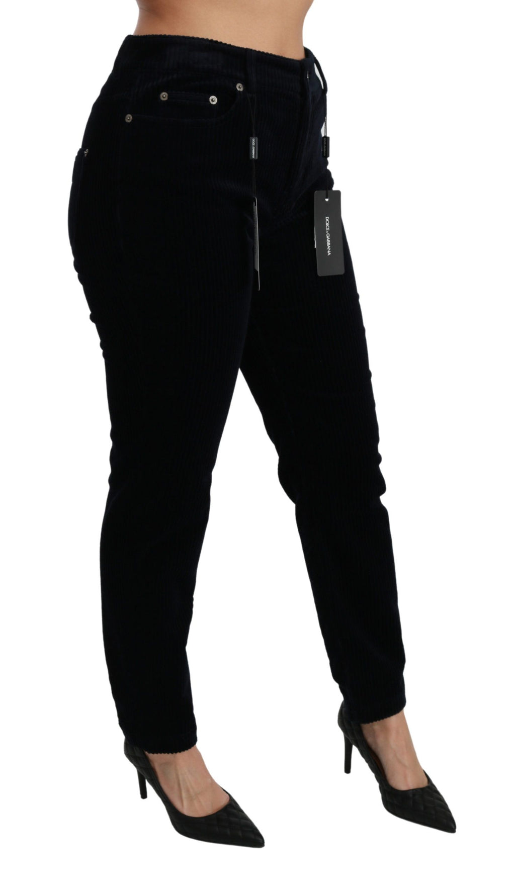 Blaue Cordjeans mit mittelhoher Taille