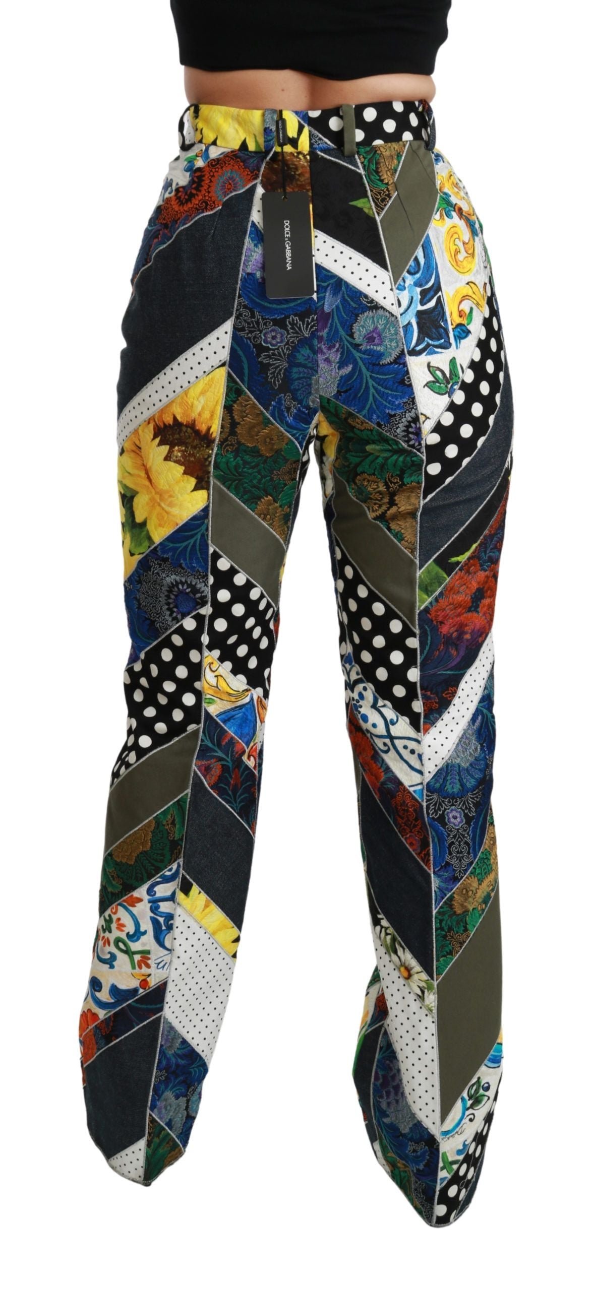 Gerade Hose mit mehrfarbigem Print und hoher Taille