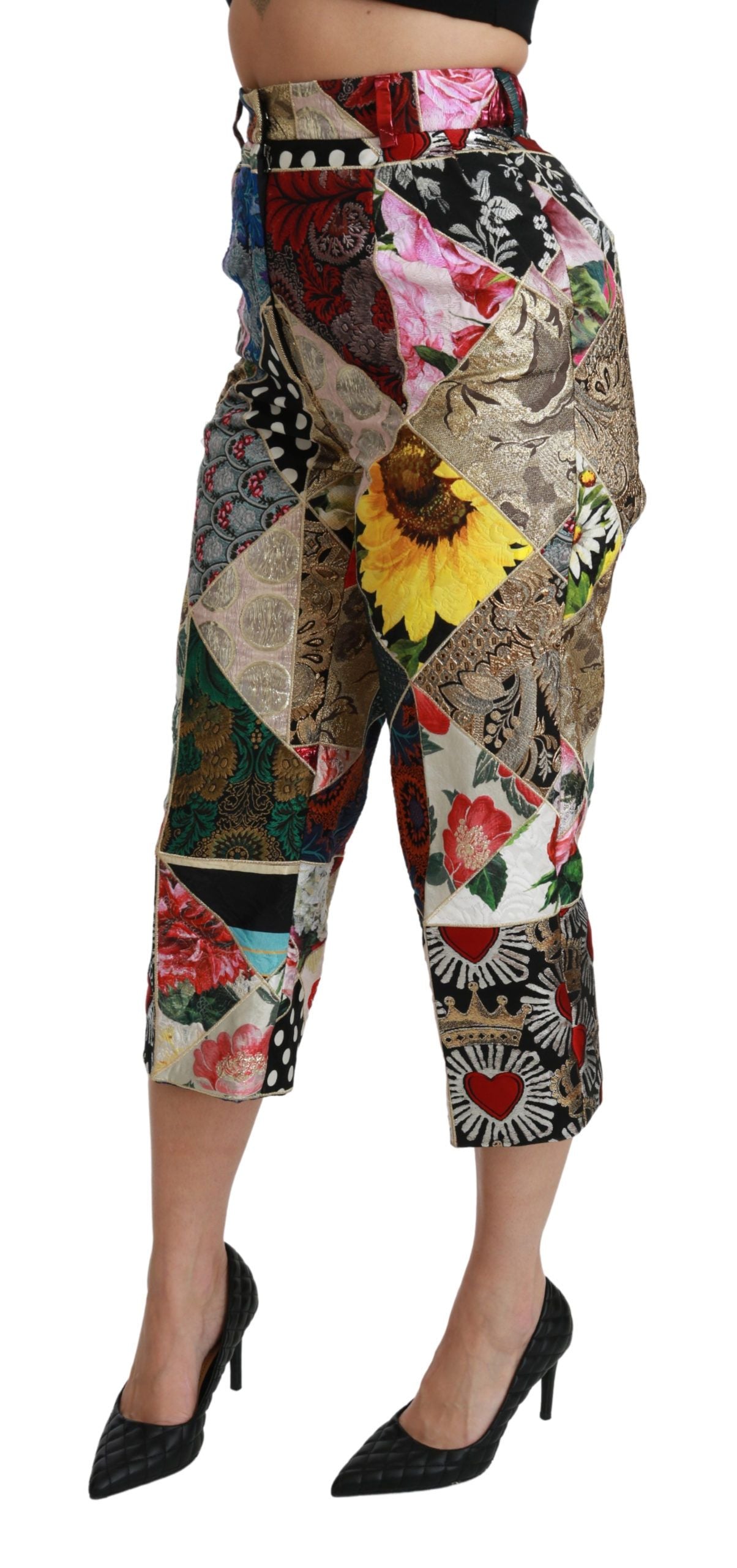 Kurze Hose aus Seide mit mehrfarbigem Print und hoher Taille
