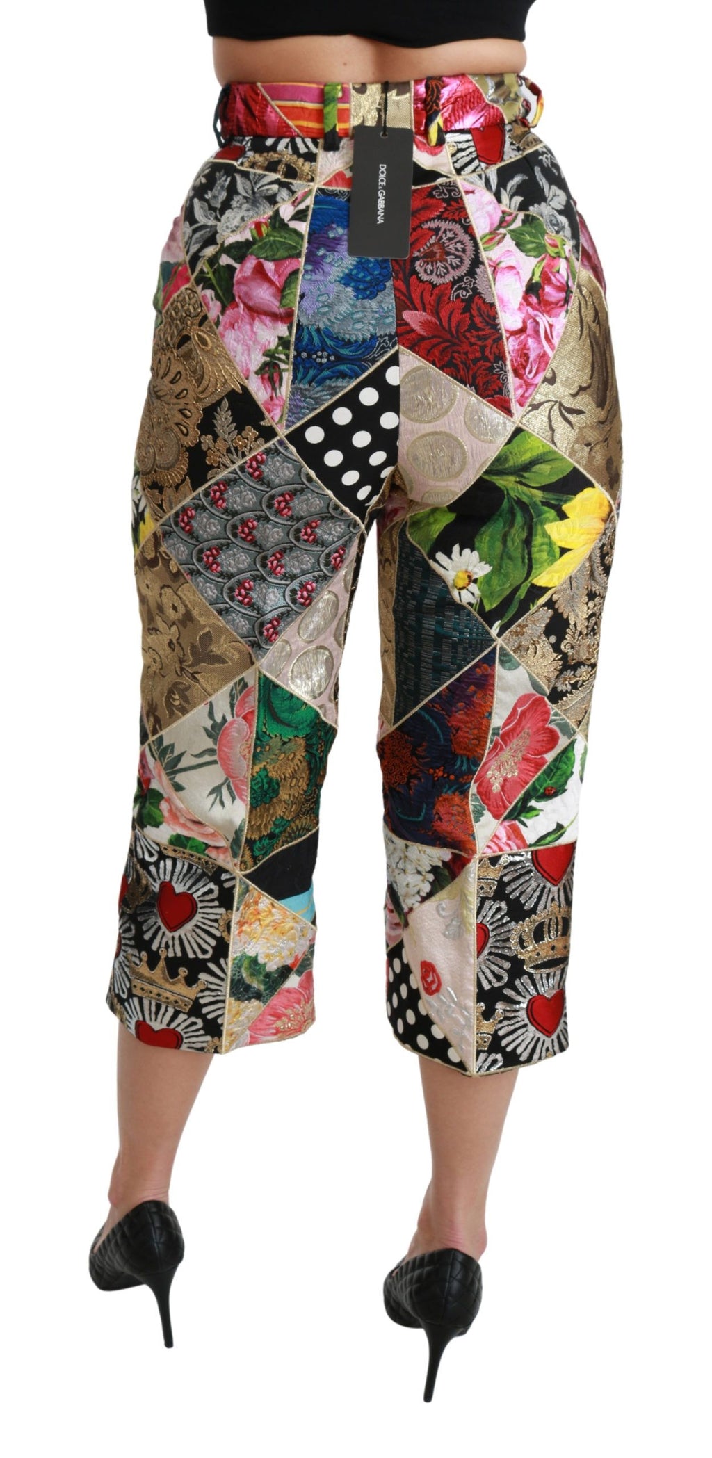 Kurze Hose aus Seide mit mehrfarbigem Print und hoher Taille