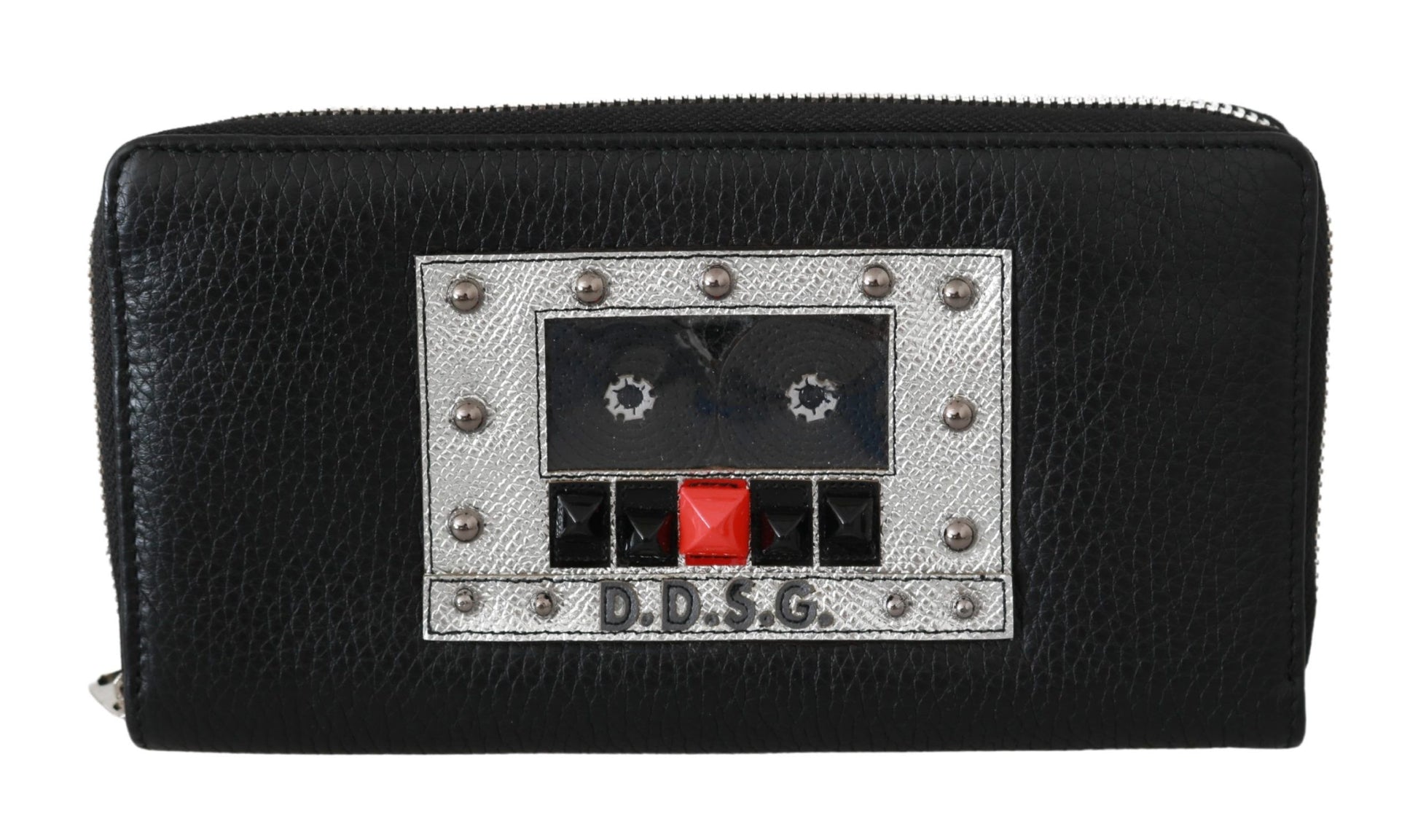 Schwarze Herren-Geldbörse mit Reißverschluss, 100 % Leder