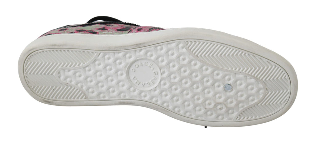 Rosa, flache Trainings-Sneakers aus Leder mit Leopardenmuster