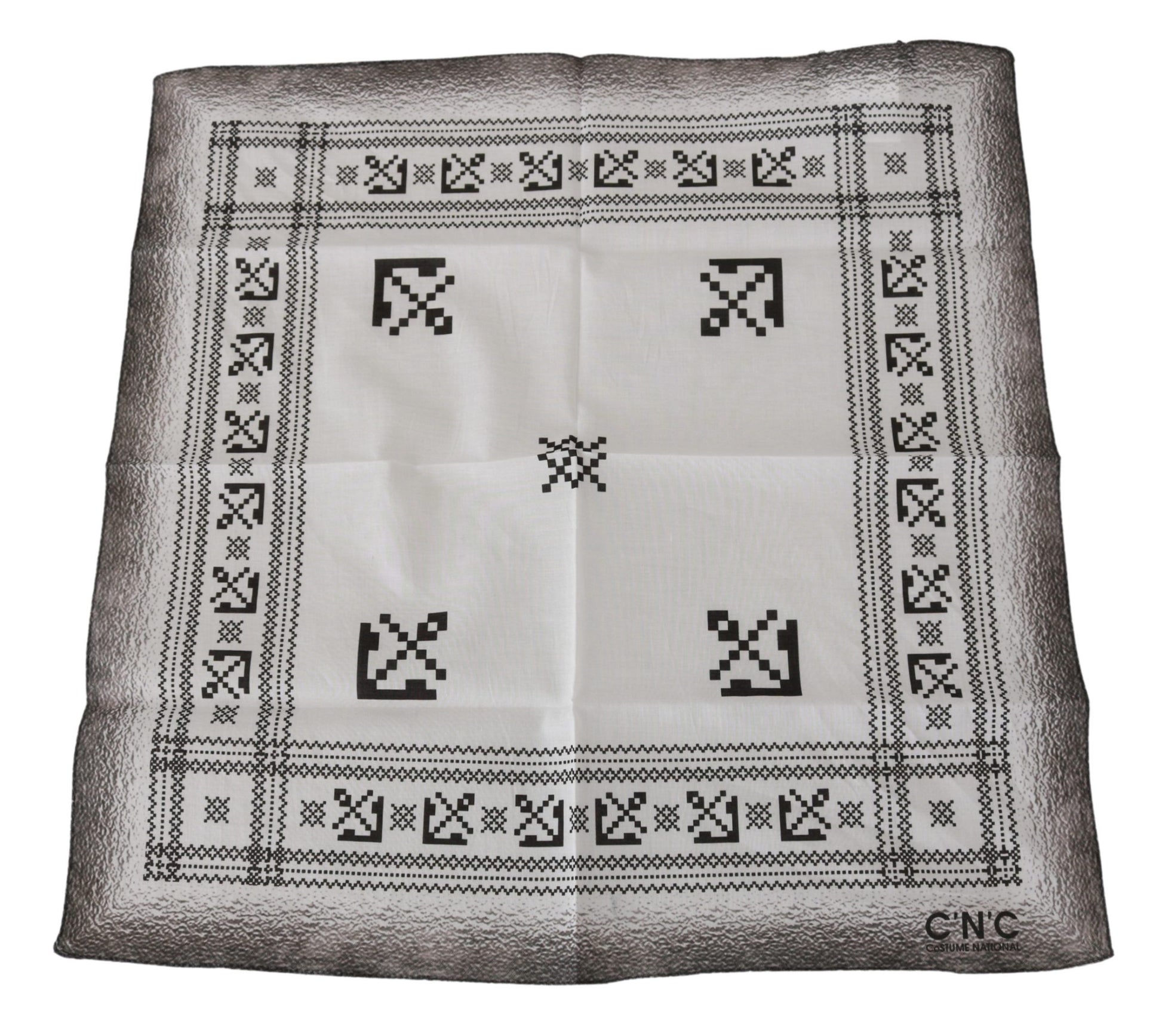 White Printed Bandana Cotton Scarf