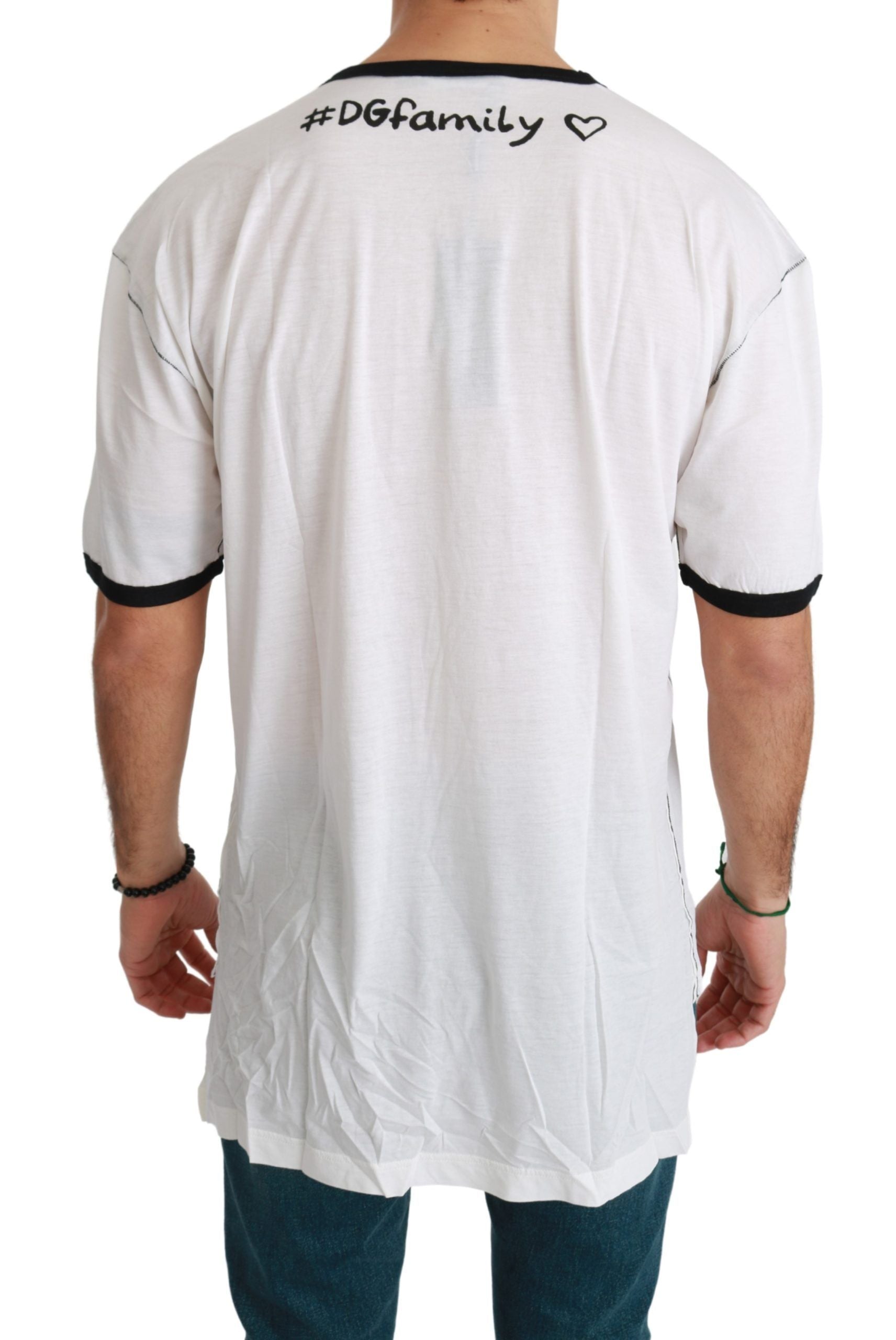 Weißes Baumwoll-T-Shirt mit #dgfamily-Print für Herren