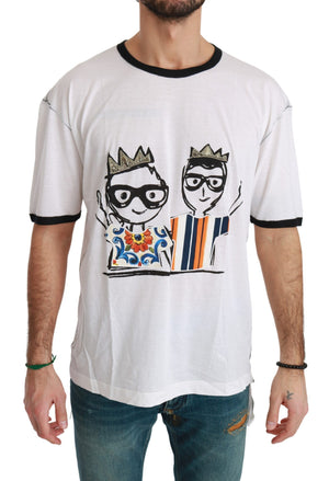 Weißes Baumwoll-T-Shirt mit #dgfamily-Print für Herren