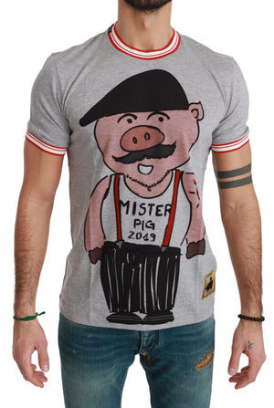 Graues Baumwoll-T-Shirt zum Jahr des Schweins 2019