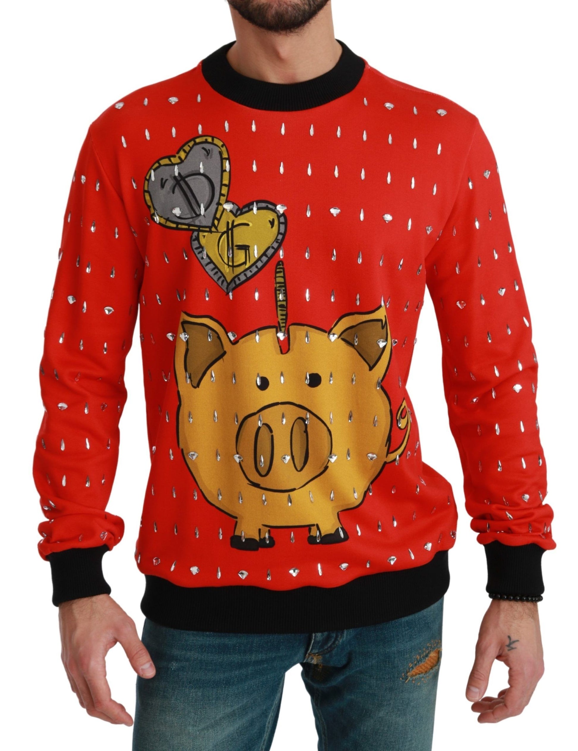 Roter Kristall-Pullover „Schwein des Jahres“