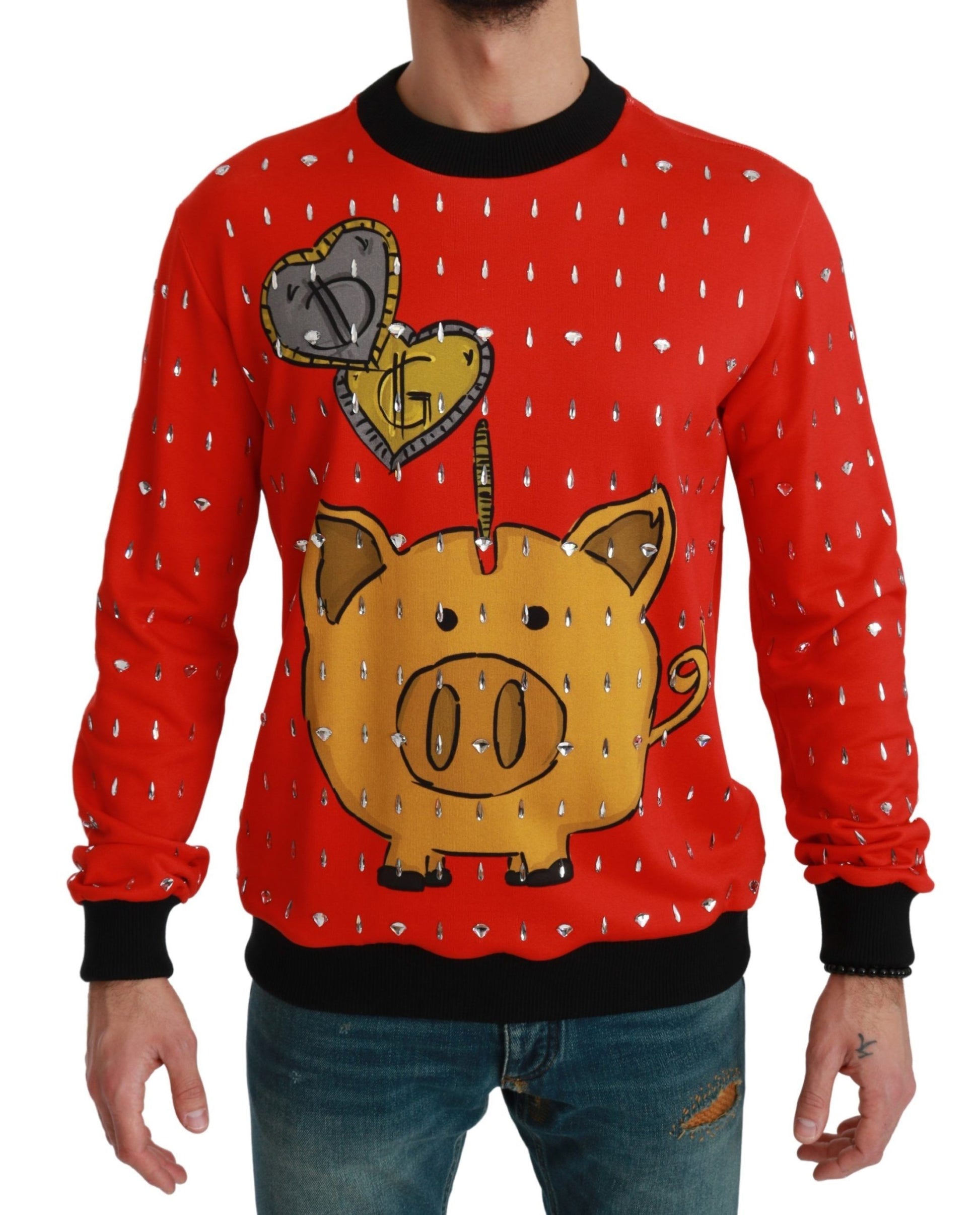Roter Kristall-Pullover „Schwein des Jahres“
