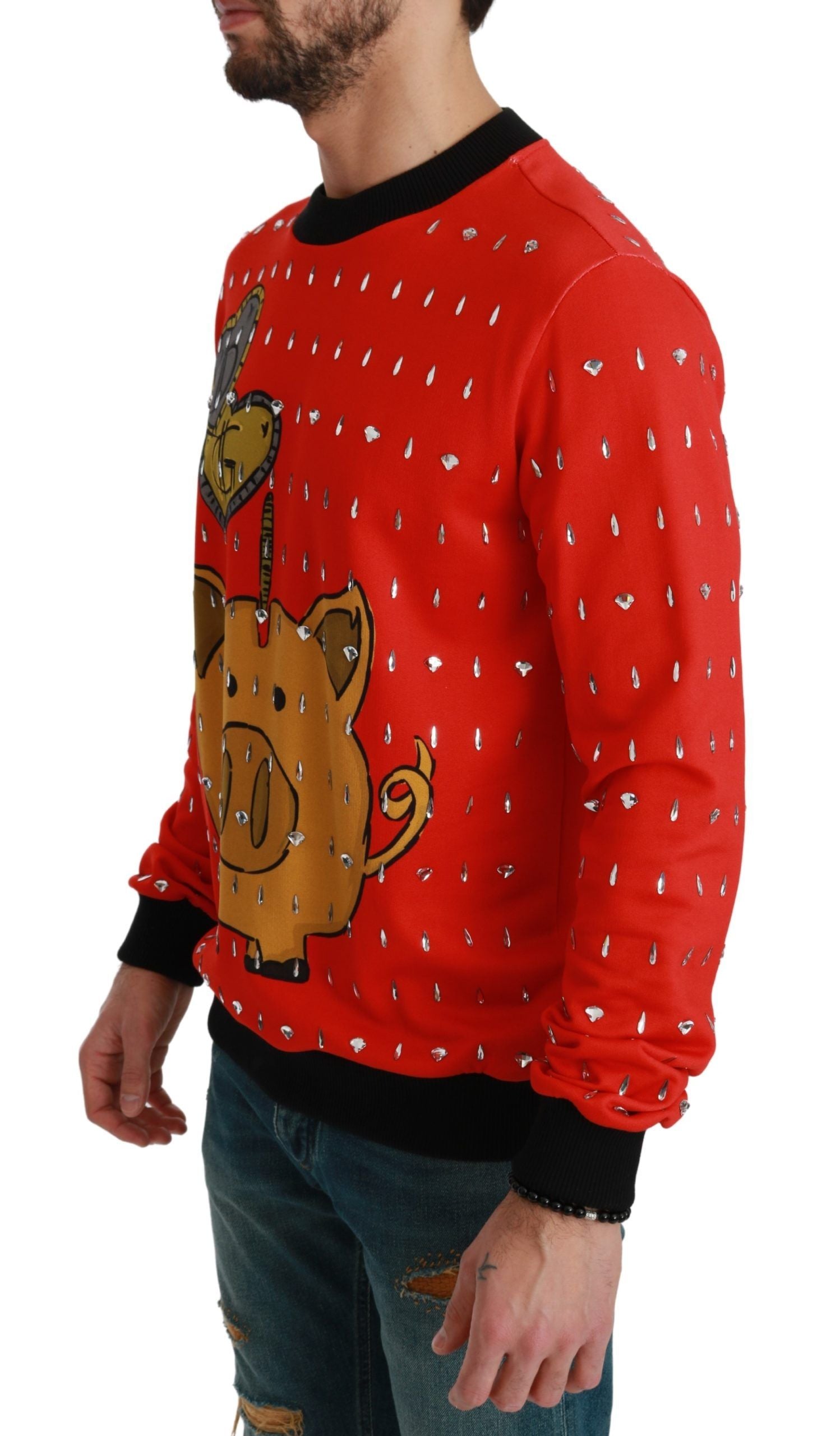 Roter Kristall-Pullover „Schwein des Jahres“