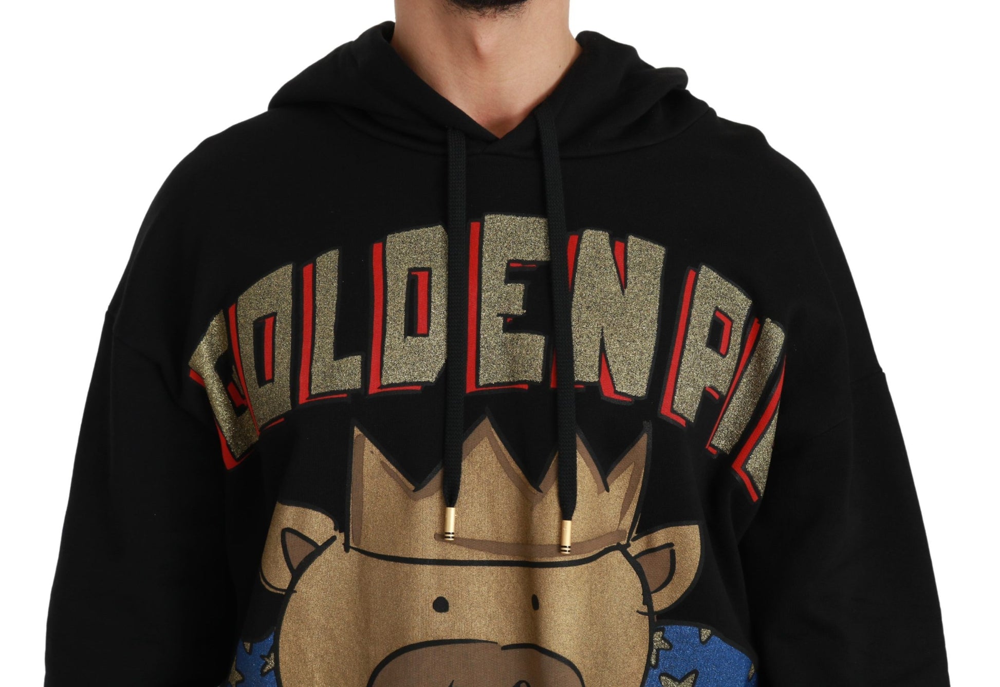 Schwarzer Pullover Schwein des Jahres mit Kapuze