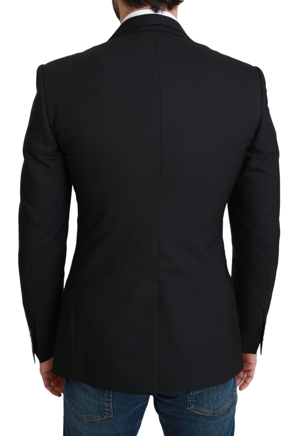 Schwarzer, einreihiger, formeller Wollblazer