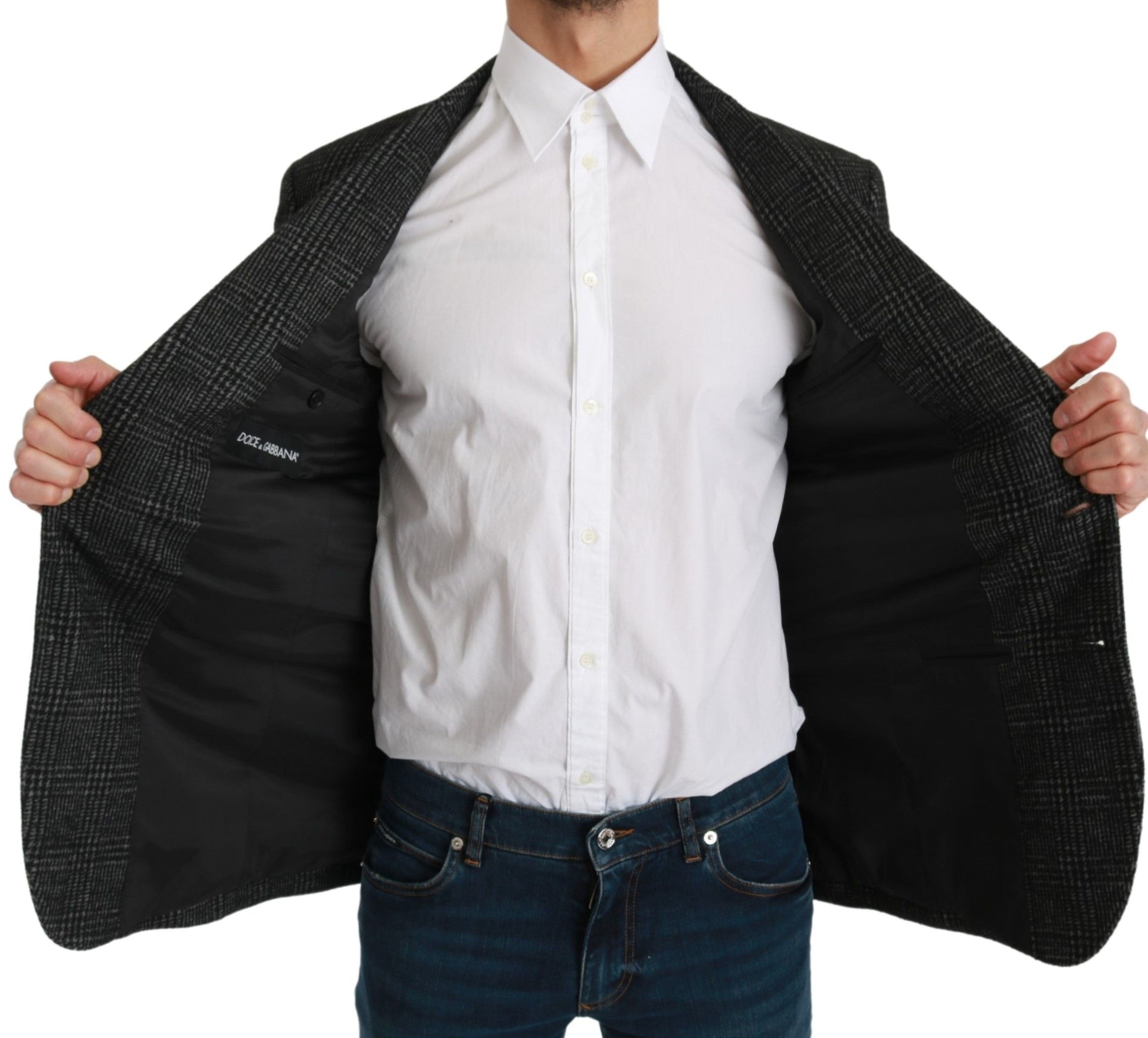 Grau karierter Slim Fit Blazer
