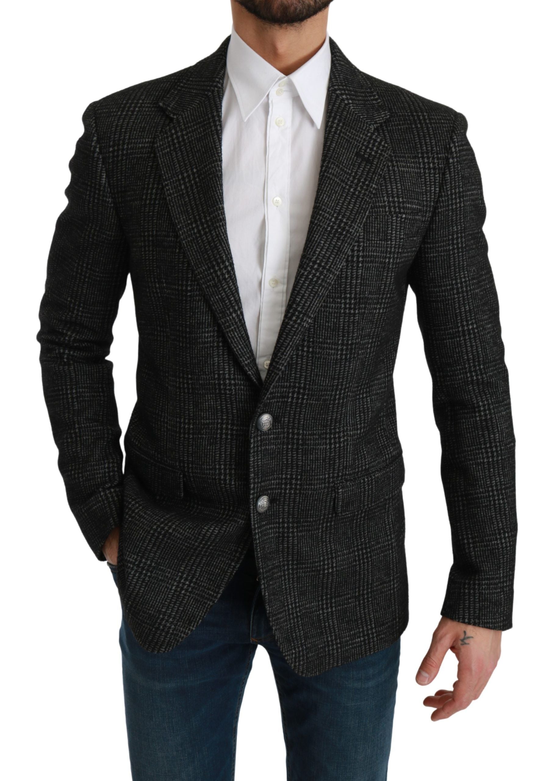 Grau karierter Slim Fit Blazer