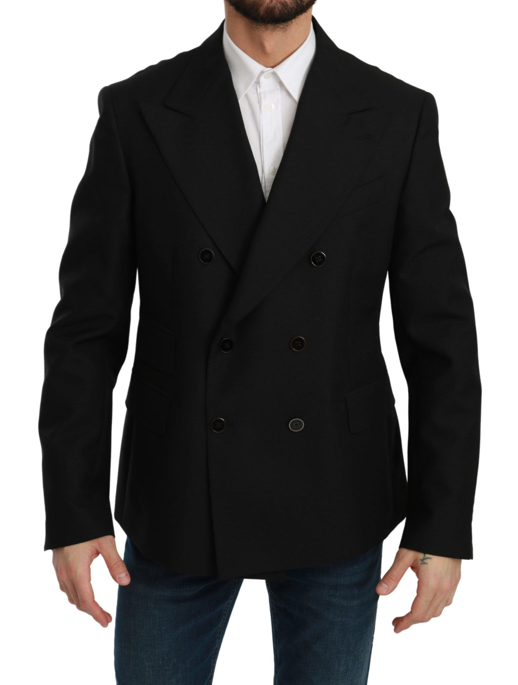 Dolce & Gabbana Black Slim Fit Jacket Coat Wool Blazer