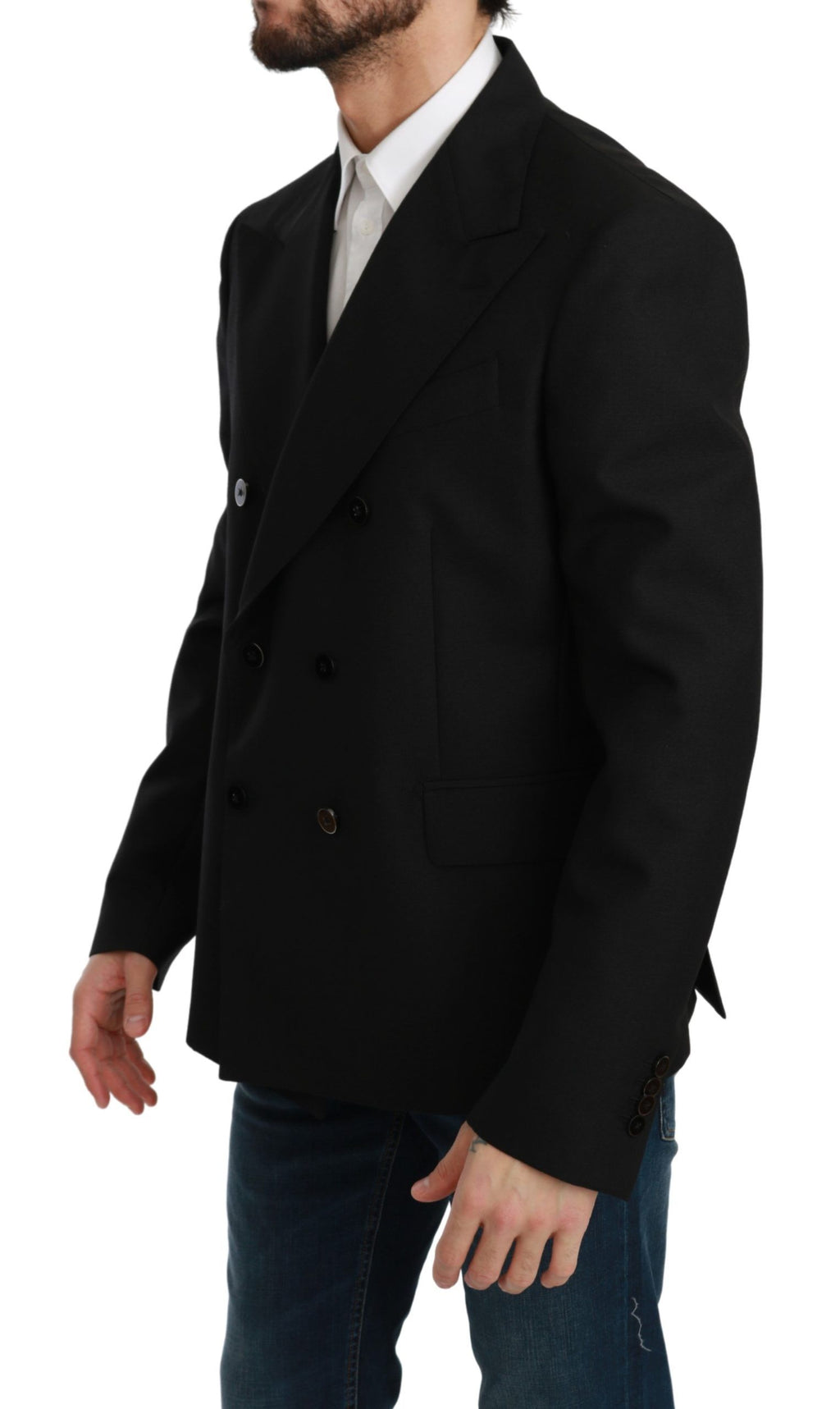 Dolce & Gabbana Black Slim Fit Jacket Coat Wool Blazer