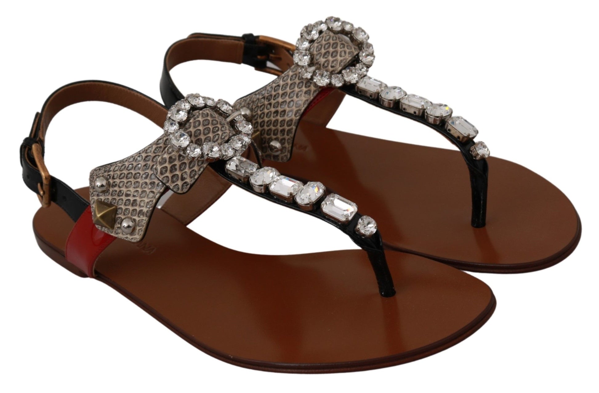 Leder Ayers Kristall Sandalen Flip-Flops Schuhe