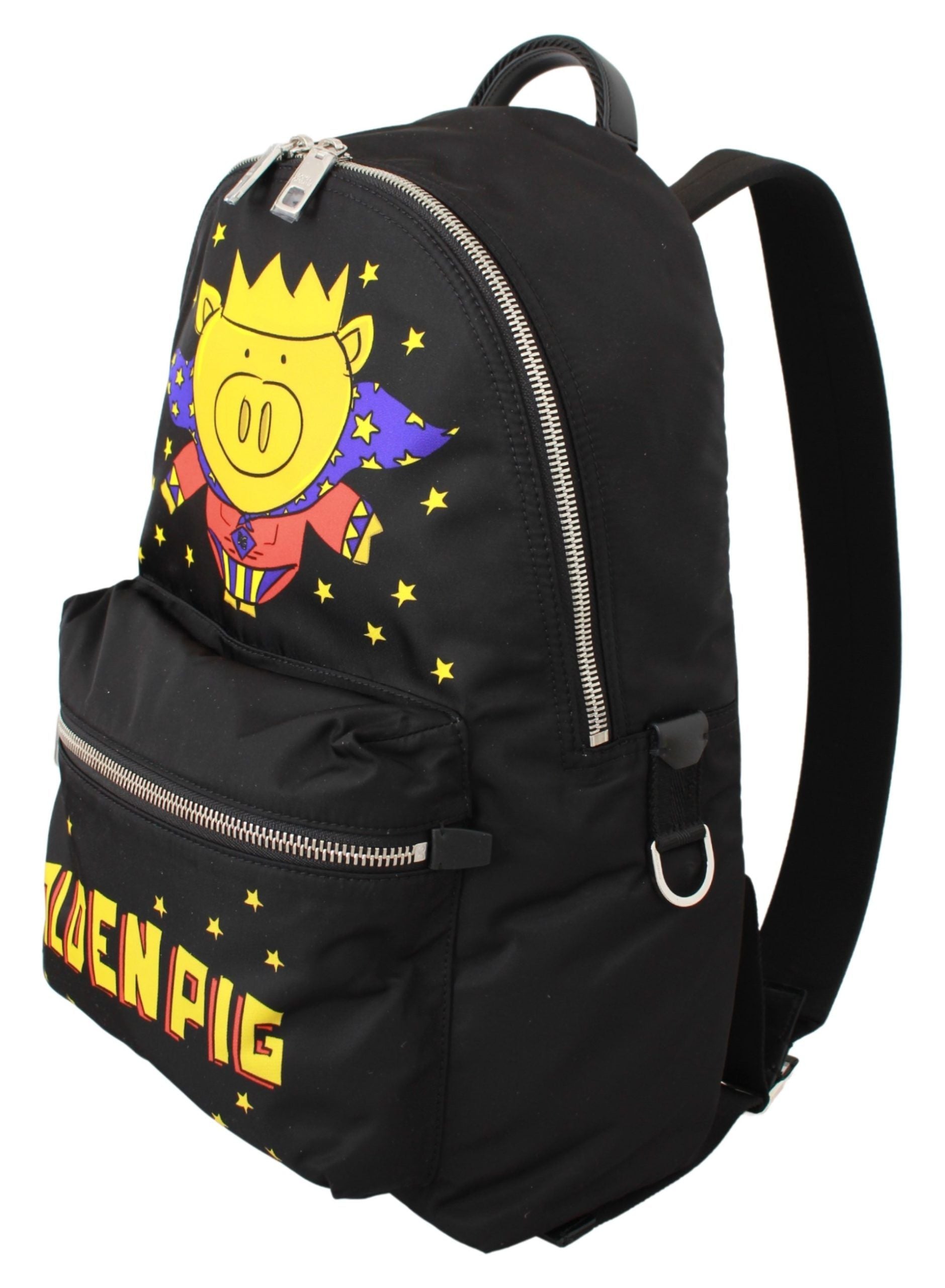 Schwarzer Schulrucksack „Goldenes Schwein des Jahres“