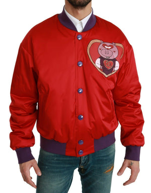 Rote Bomberjacke „YEAR OF THE PIG“
