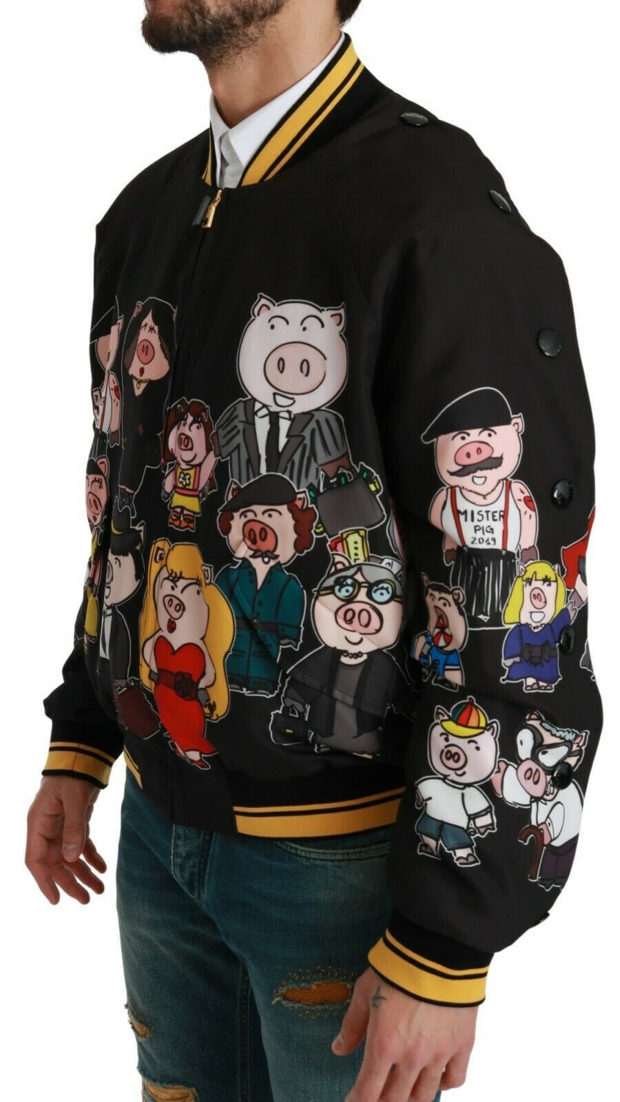 Schwarze Bomberjacke „YEAR OF THE PIG“