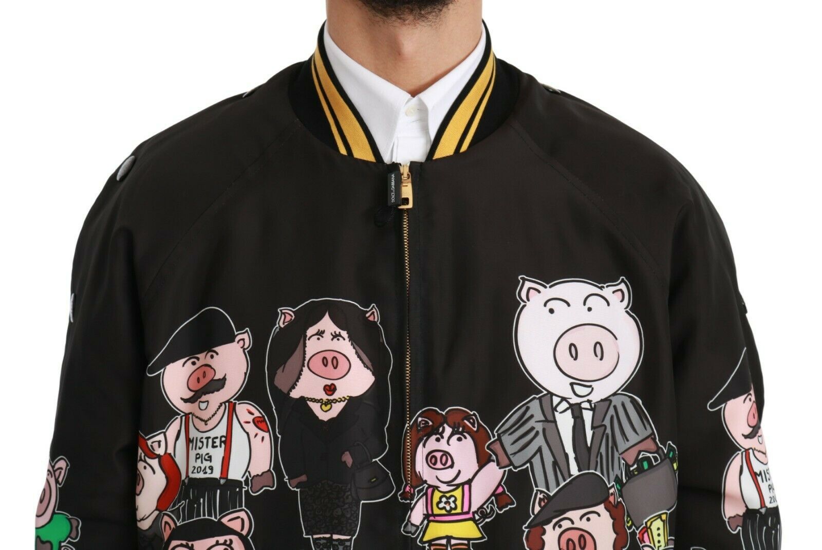 Schwarze Bomberjacke „YEAR OF THE PIG“
