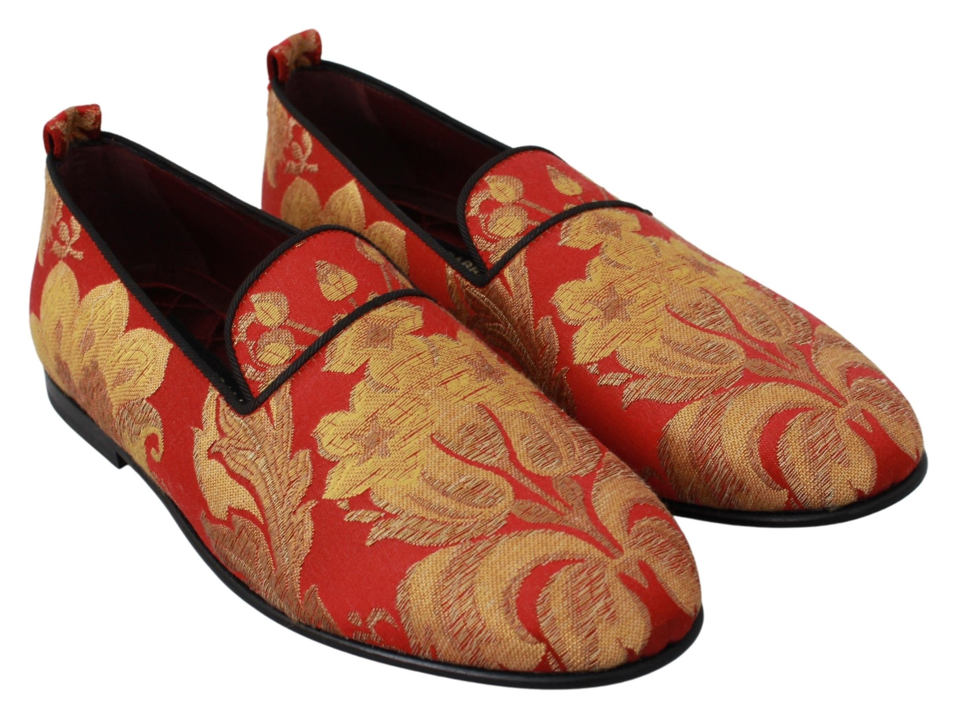 Rotgoldene Brokat-Hausschuhe Loafer