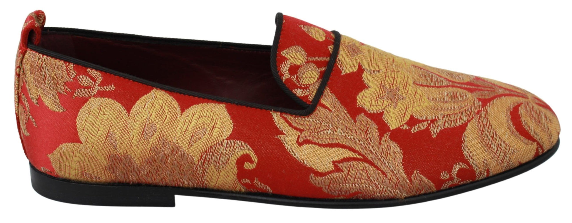 Rotgoldene Brokat-Hausschuhe Loafer