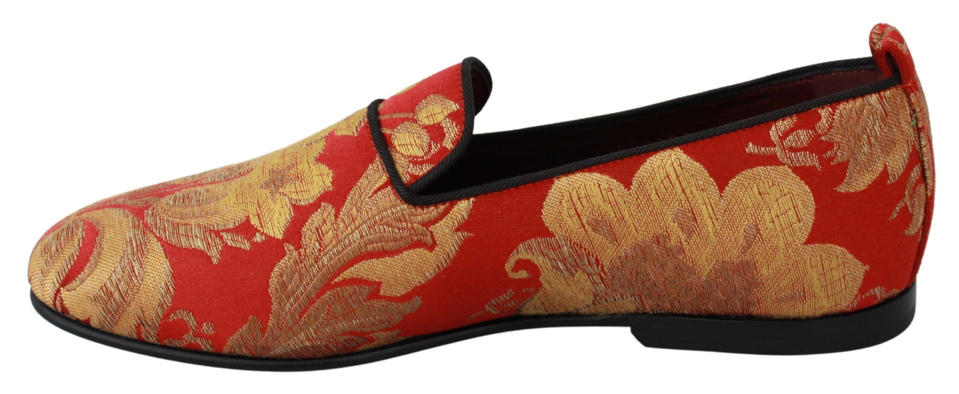 Rotgoldene Brokat-Hausschuhe Loafer