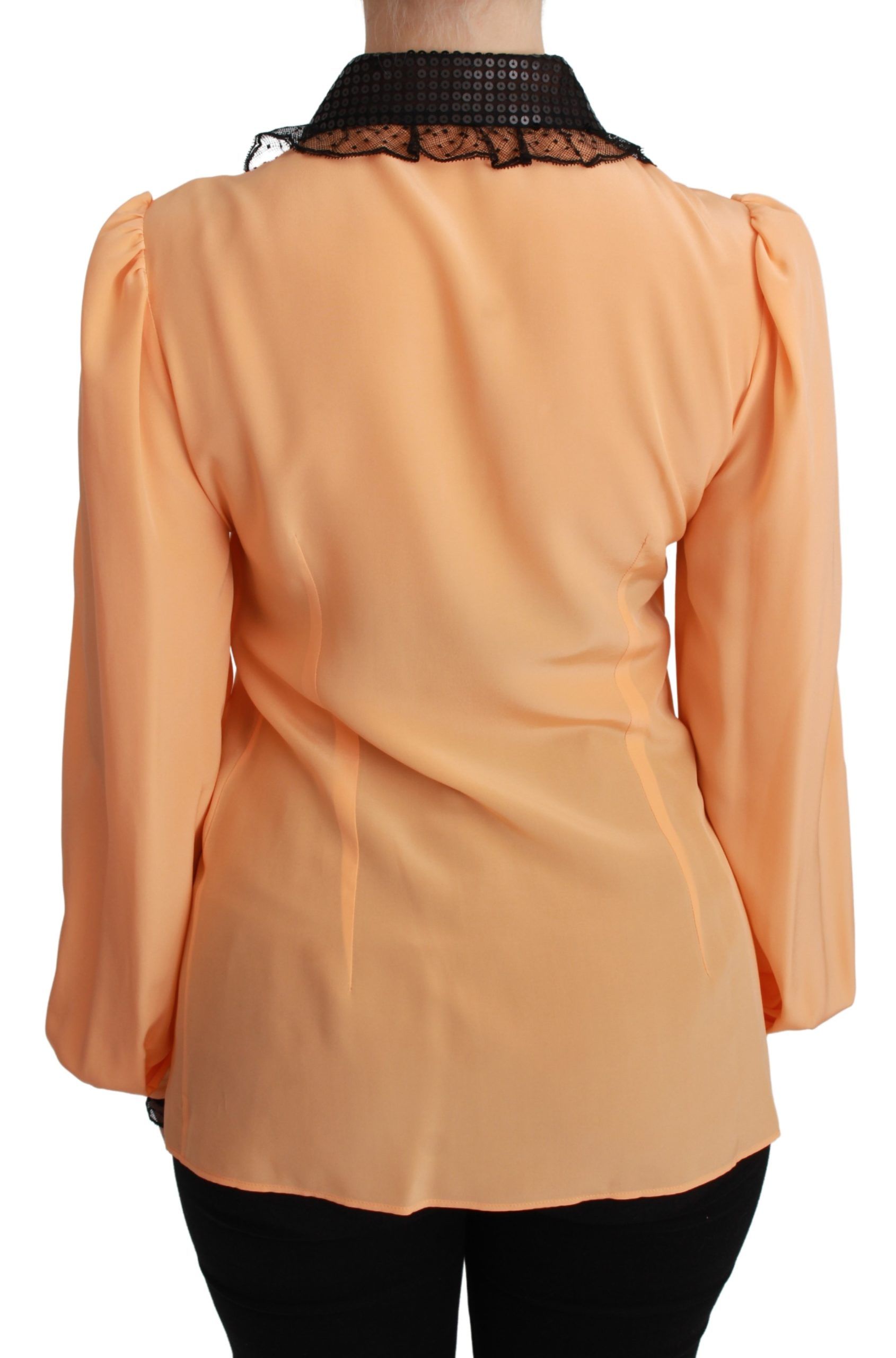 Gelbe Bluse aus Seidenpaillettenspitze