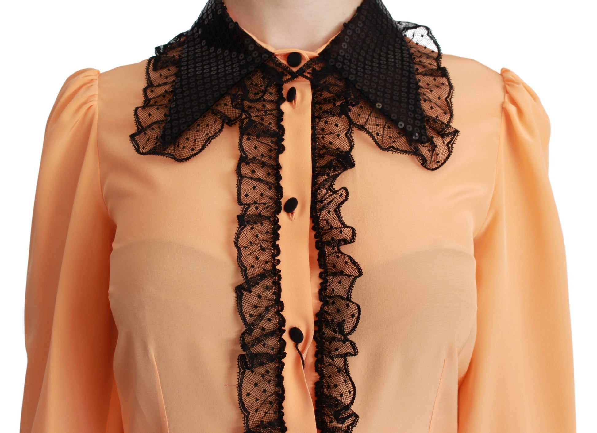 Gelbe Bluse aus Seidenpaillettenspitze