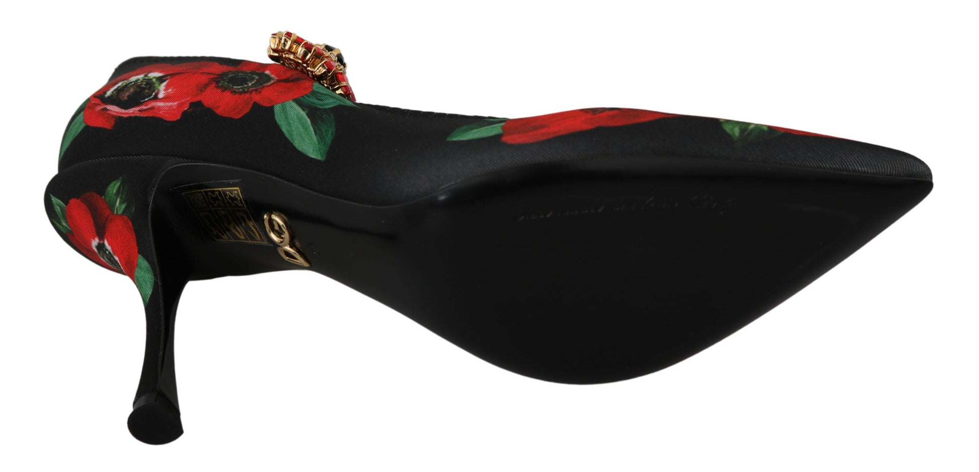 Schwarze rote Mary Janes Pumps mit Blumenmuster