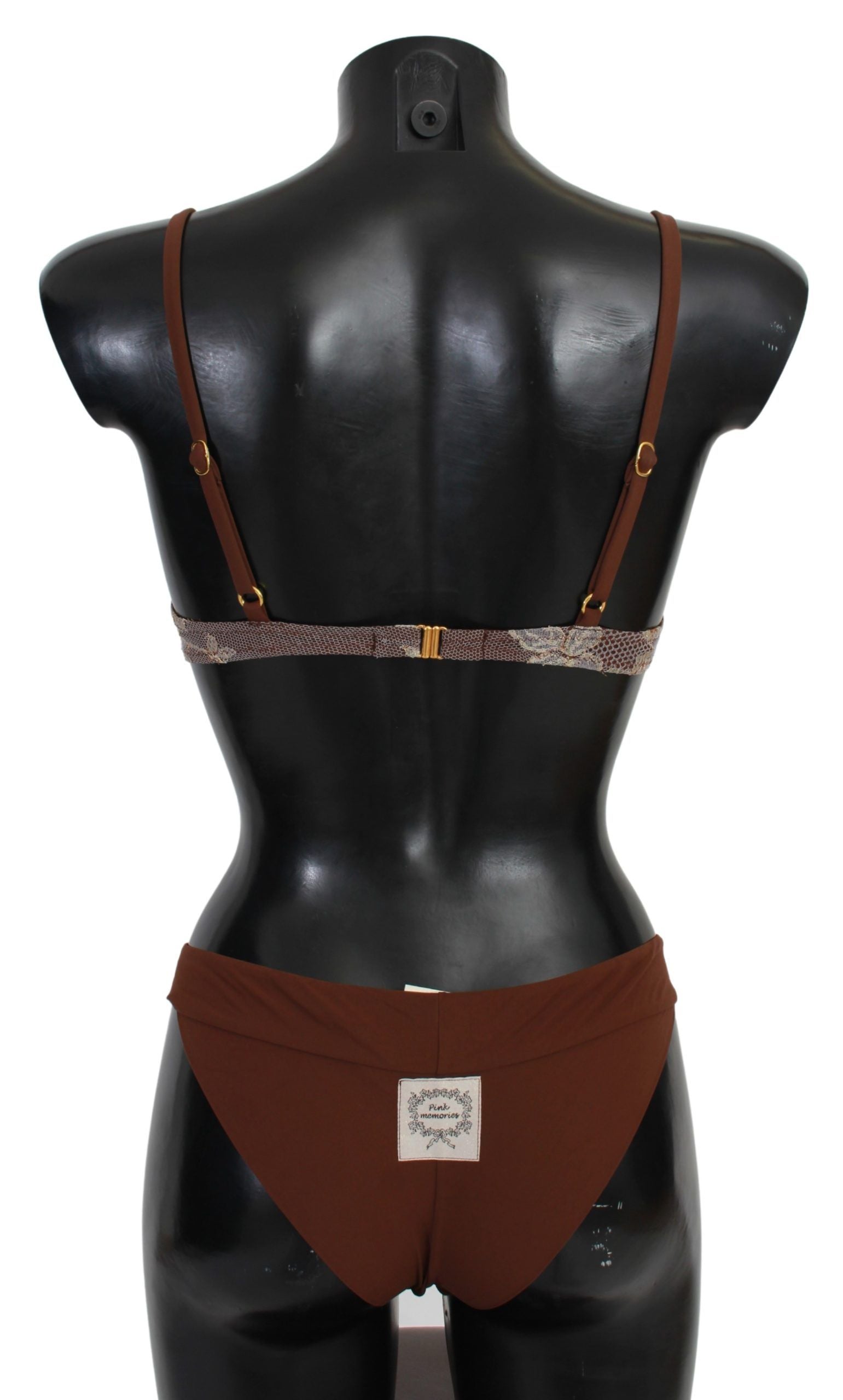 Brauner Spitzen-Strandmode-Bikini-Badeanzug