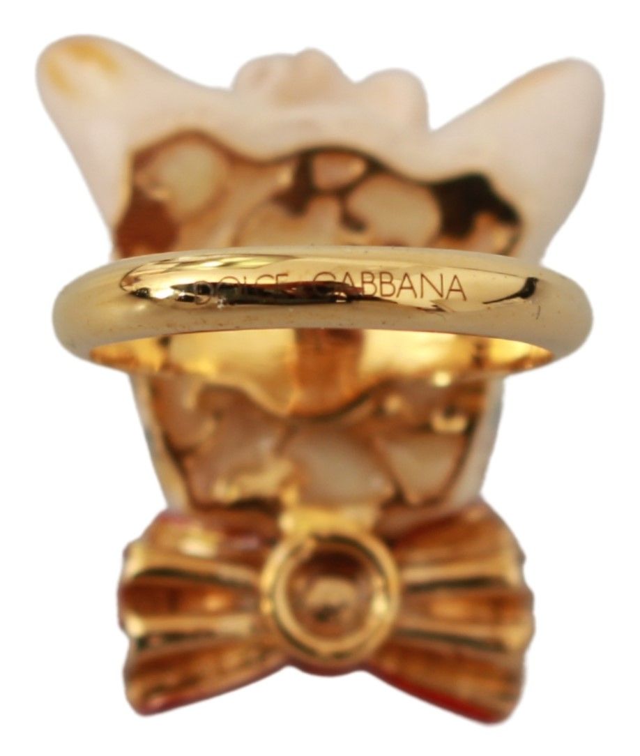 Gold Messing Harz Beige Hund Haustier Marke Accessoire Ring