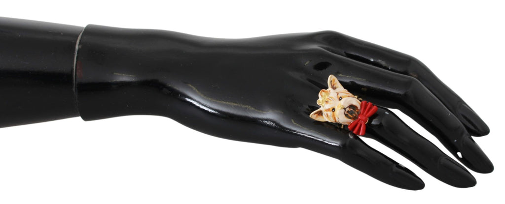 Gold Messing Harz Beige Hund Haustier Marke Accessoire Ring
