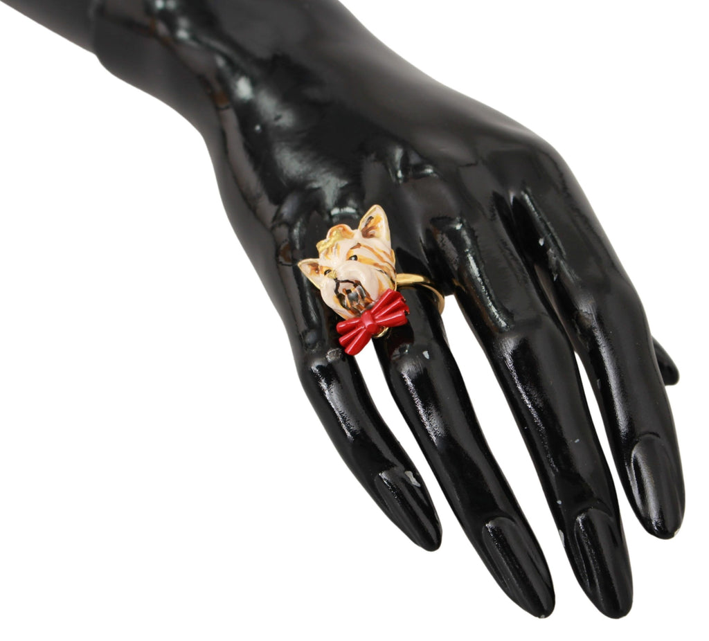 Gold Messing Harz Beige Hund Haustier Marke Accessoire Ring