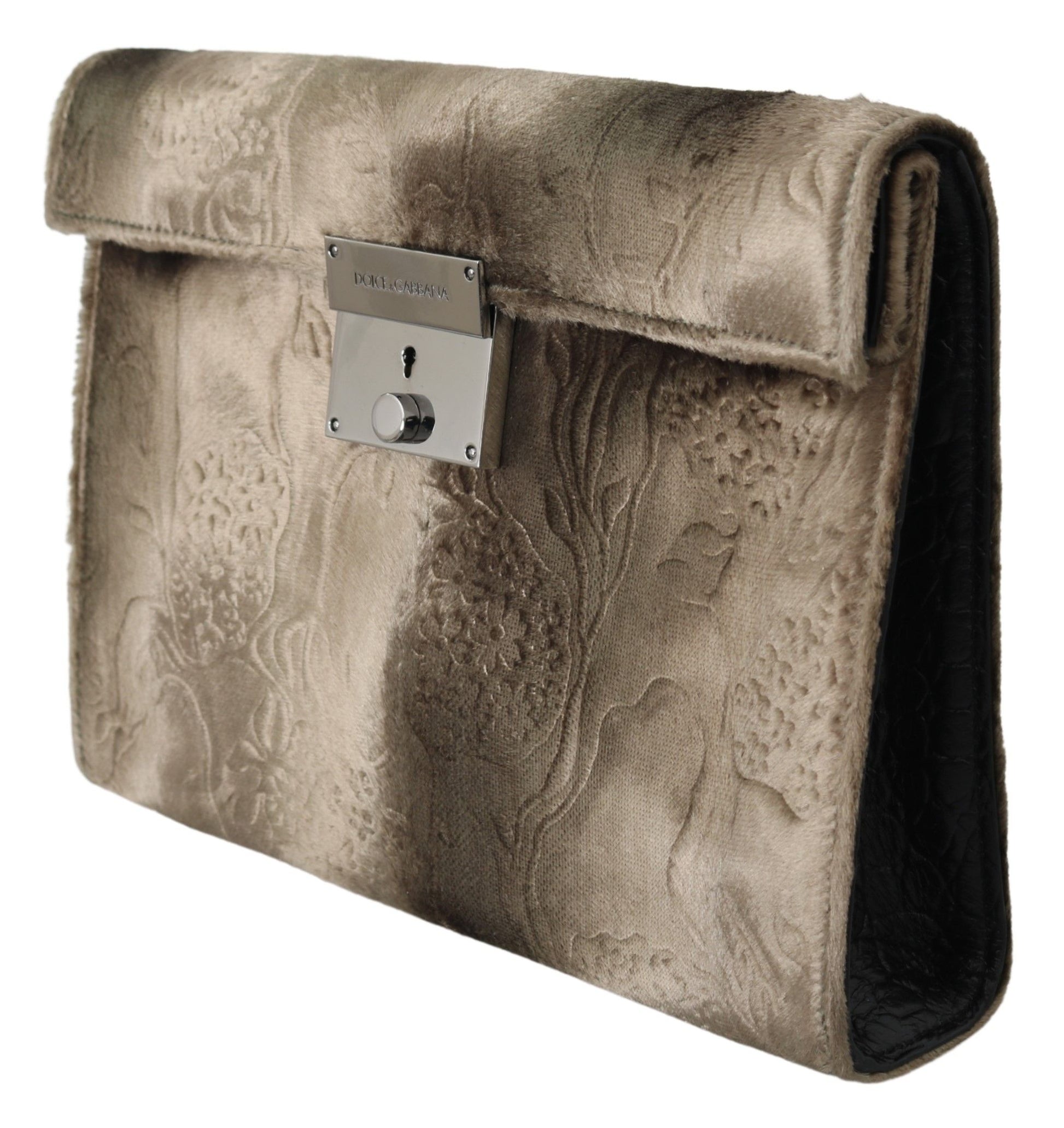 Beige Samt Blumen Leder Herren Dokumenten Aktentasche