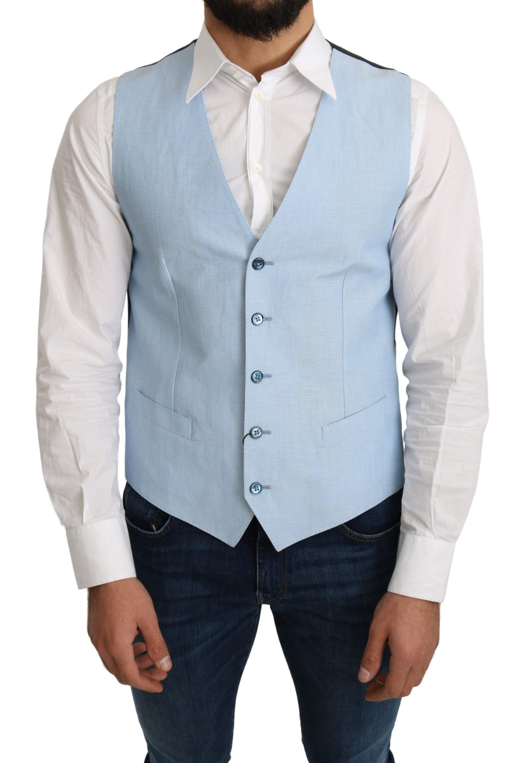 Blaue formelle Mantelweste aus Viskose-Stretch