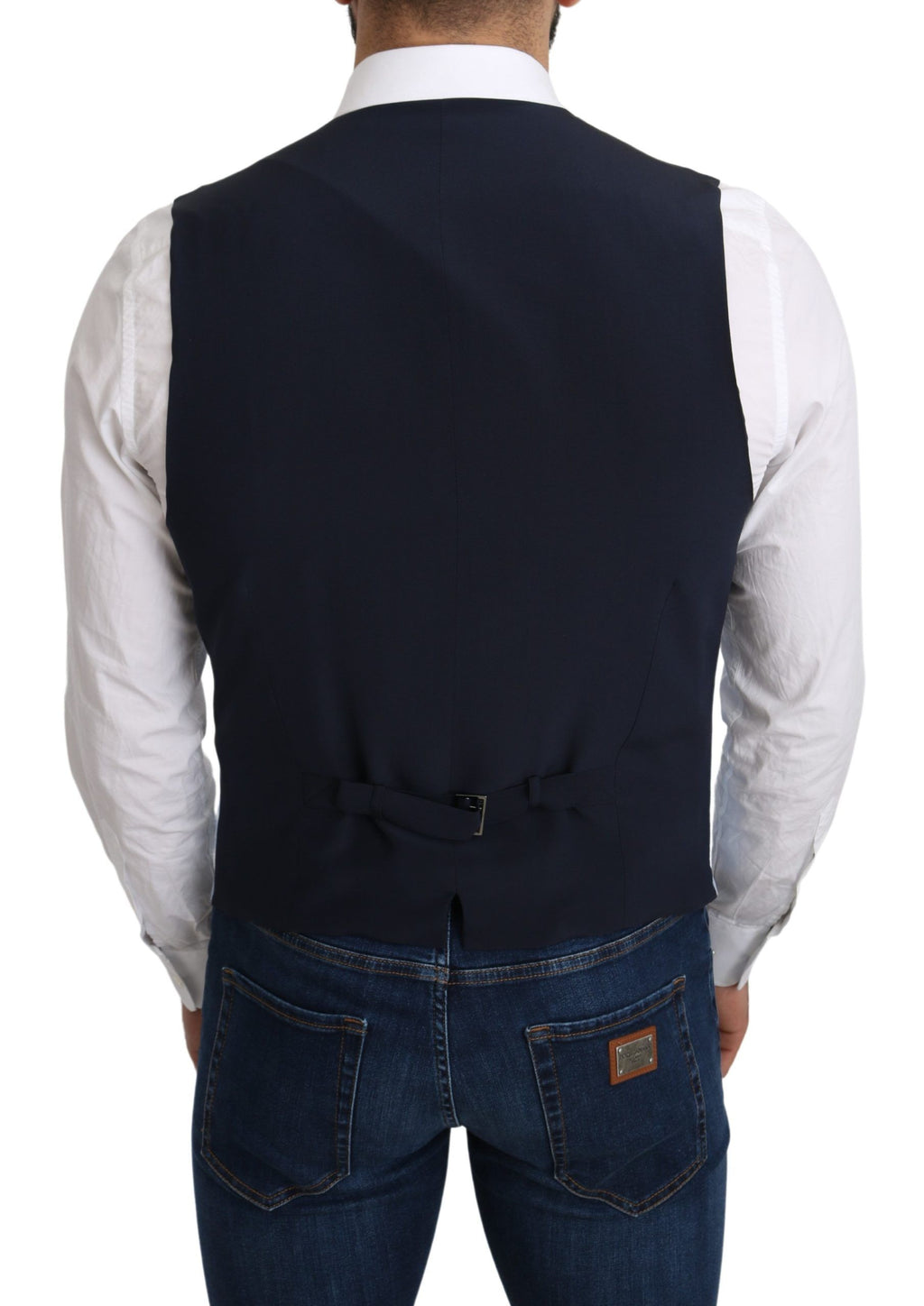 Blaue formelle Mantelweste aus Viskose-Stretch