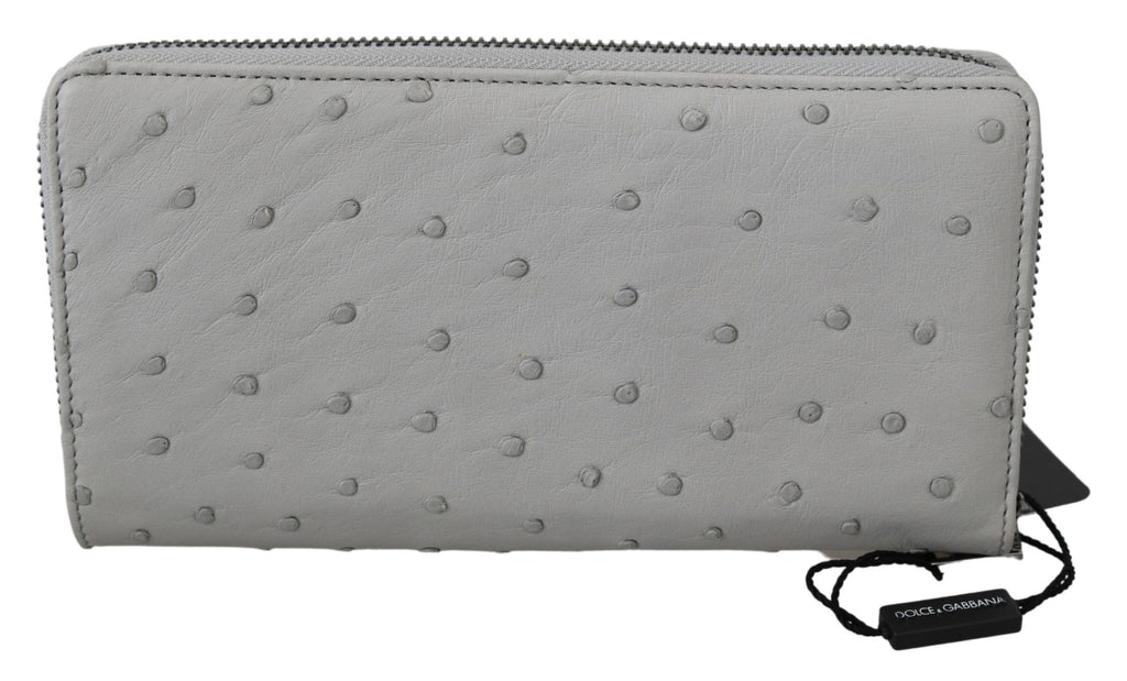Weißes Straußenleder Continental Herren Clutch Portemonnaie