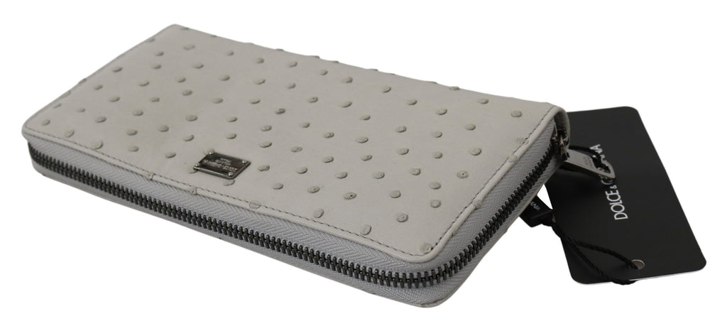 Weißes Straußenleder Continental Herren Clutch Portemonnaie