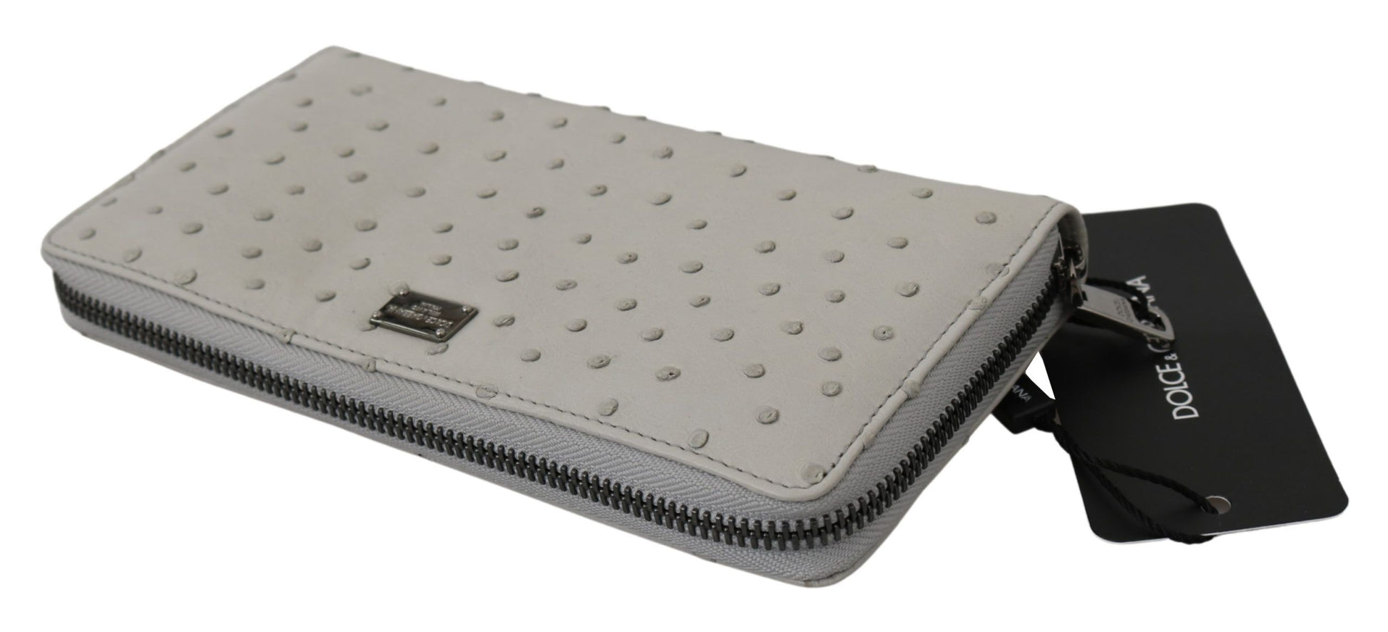Weißes Straußenleder Continental Herren Clutch Portemonnaie
