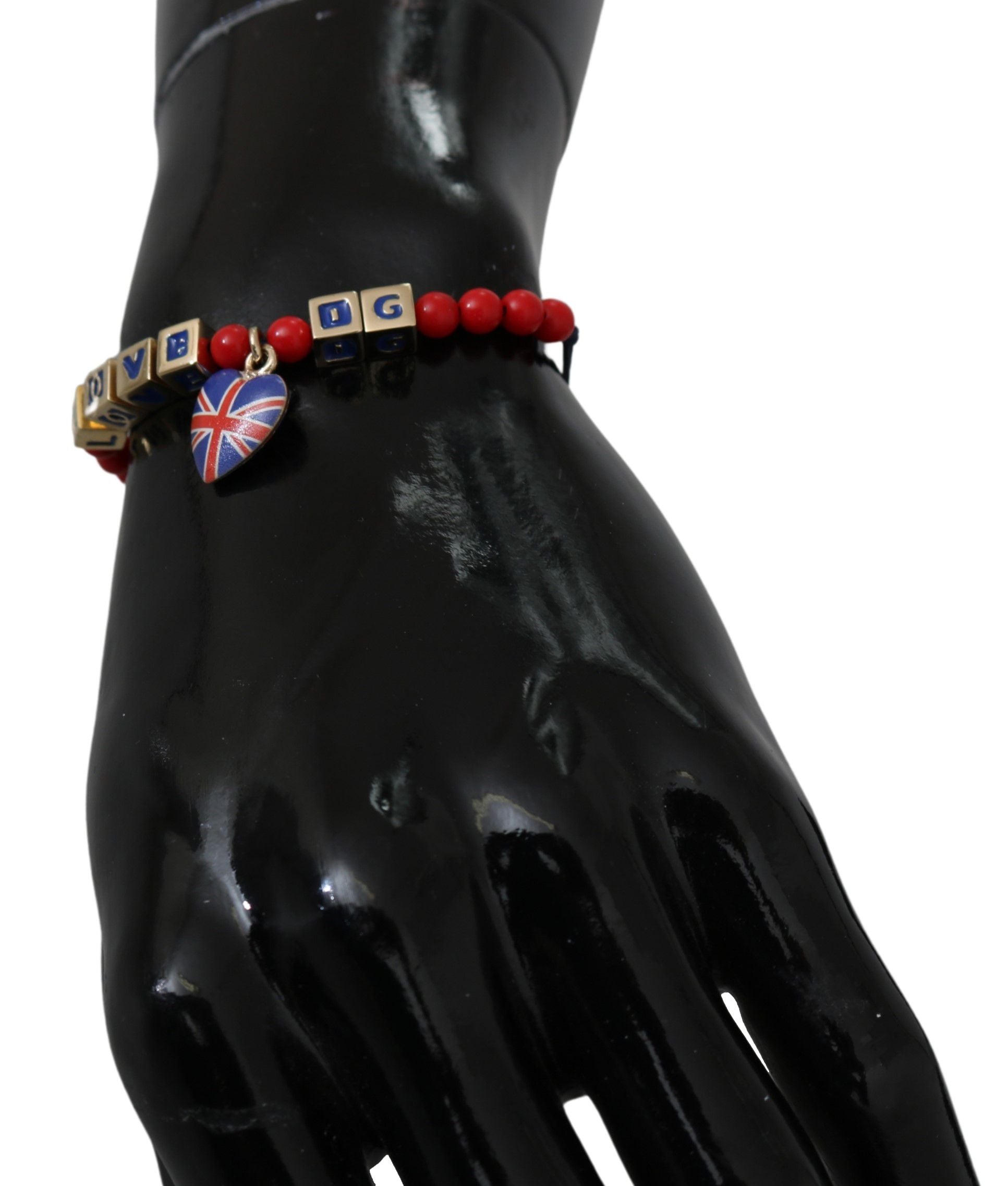 Rot-blaues Perlenarmband mit der Flagge von DG LOVES LONDON