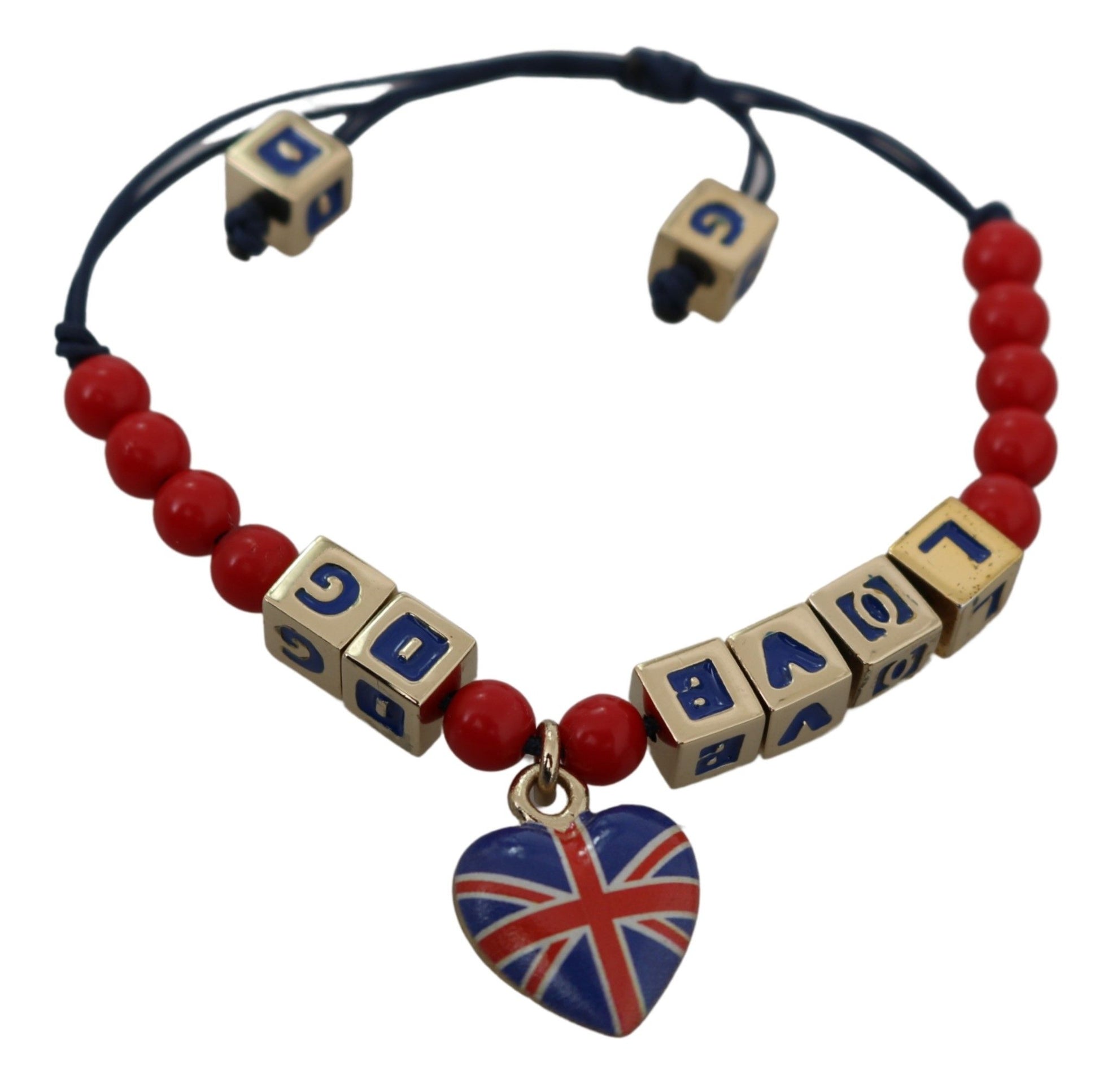 Rot-blaues Perlenarmband mit der Flagge von DG LOVES LONDON