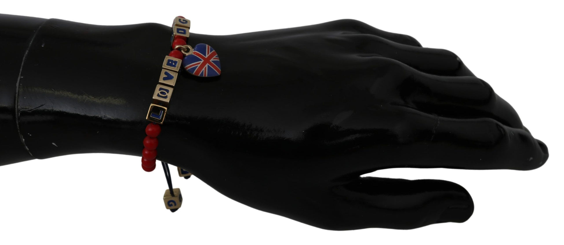 Rot-blaues Perlenarmband mit der Flagge von DG LOVES LONDON