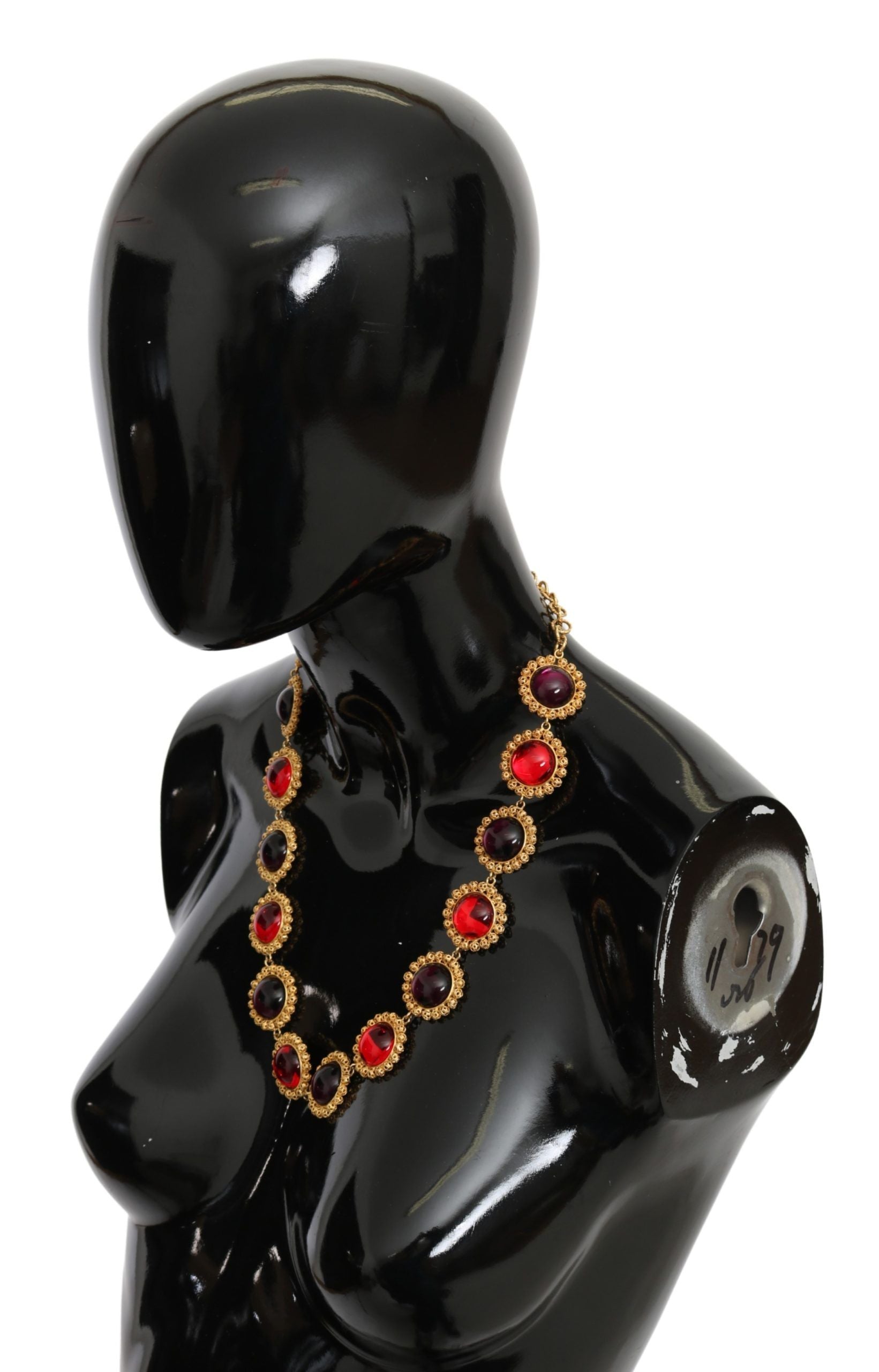 Rot-lila Kristall Blumenkette Statement Gold Messing Halskette