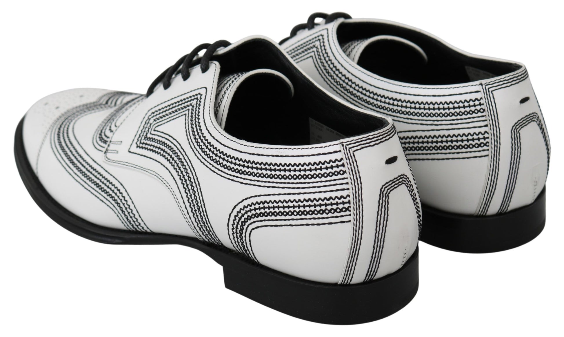 Weiße Derby-Schuhe aus Leder mit schwarzer Spitze