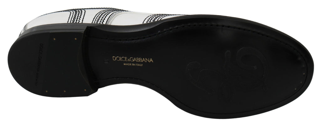 Weiße Derby-Schuhe aus Leder mit schwarzer Spitze