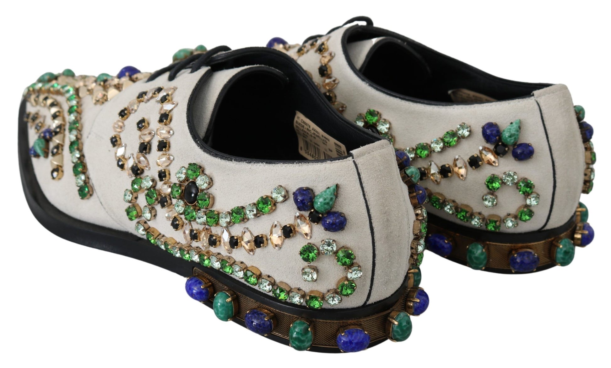 Weiße Broque-Schuhe aus Wildleder mit Kristallen