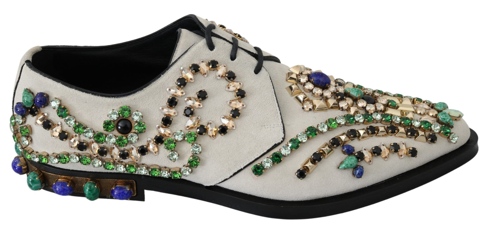 Weiße Broque-Schuhe aus Wildleder mit Kristallen