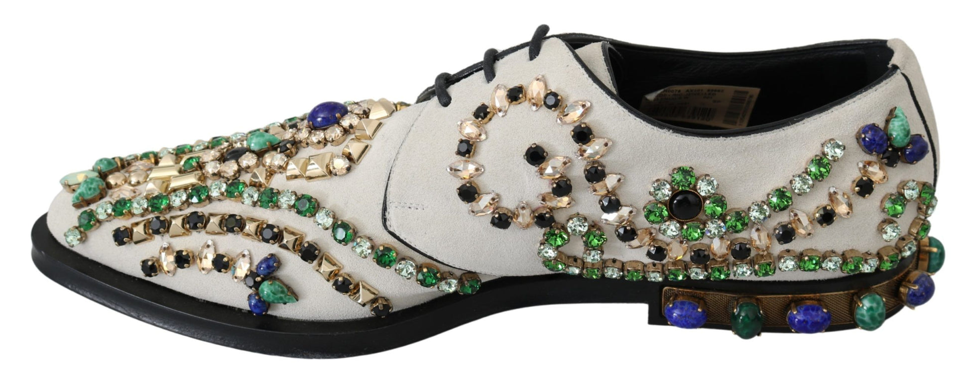 Weiße Broque-Schuhe aus Wildleder mit Kristallen